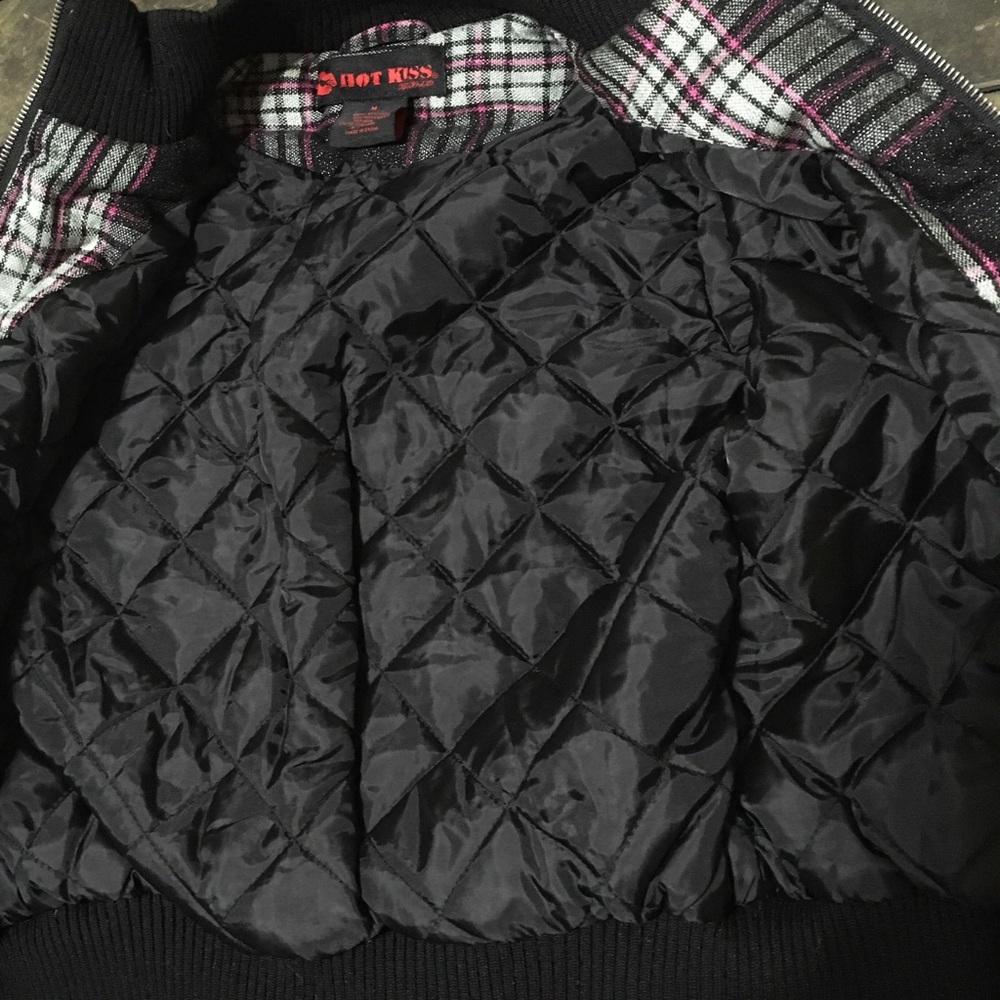 🆕Pink & Gray Plaid Bomber Style Coat/Jacket - Picture 8 of 8